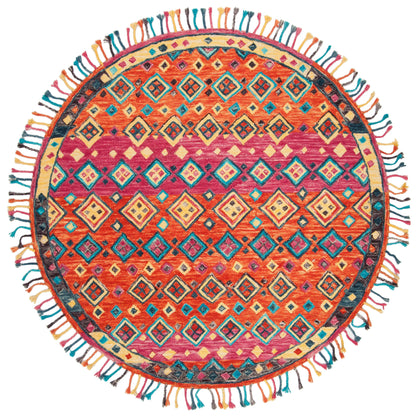 Tapis en laine éclectique orange/fuchsia Aspen Hysnie fait main SAFAVIEH