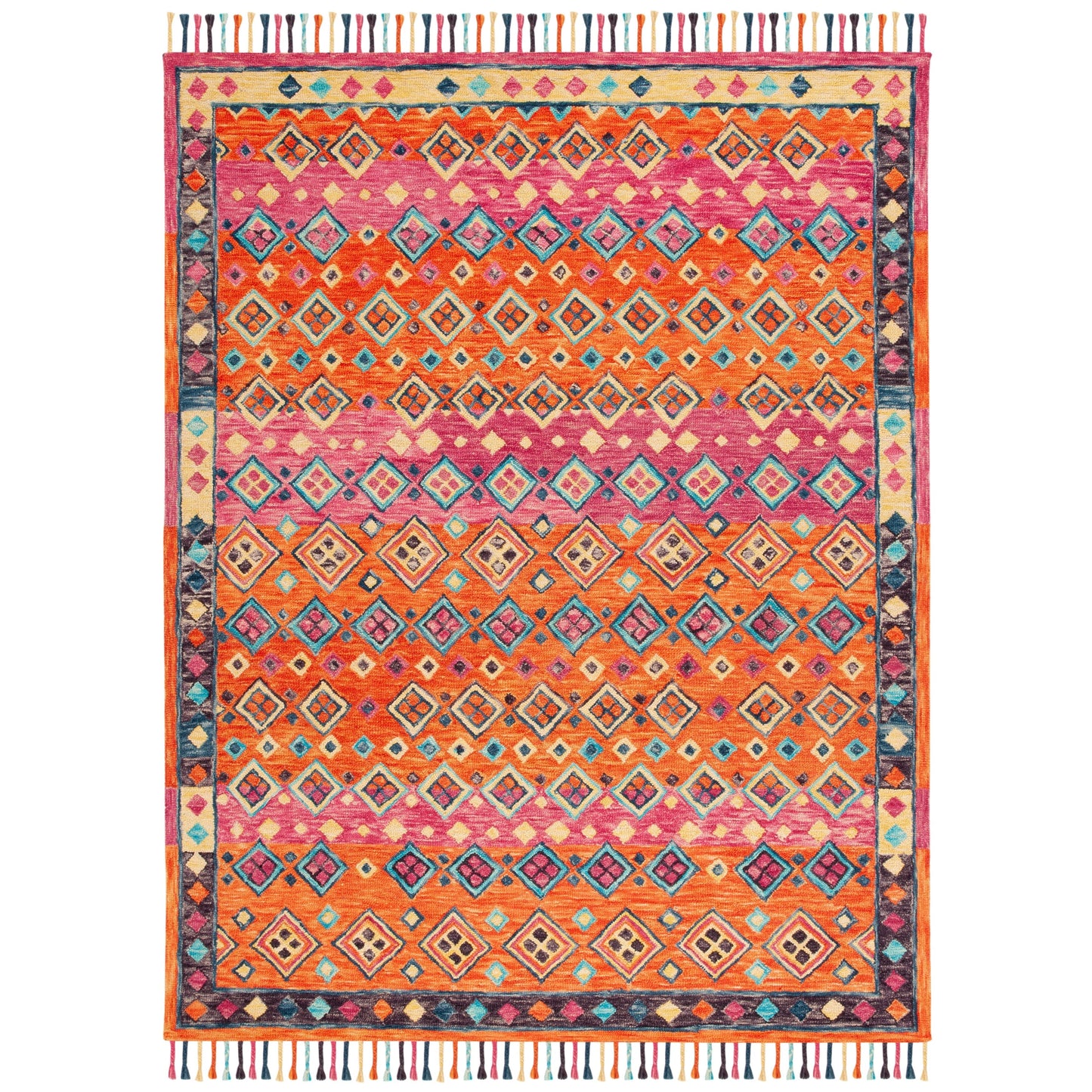 Tapis en laine éclectique orange/fuchsia Aspen Hysnie fait main SAFAVIEH