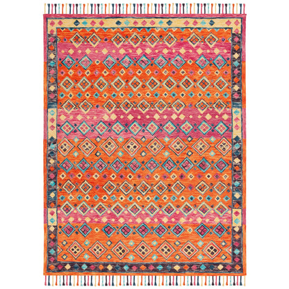 Tapis en laine éclectique orange/fuchsia Aspen Hysnie fait main SAFAVIEH