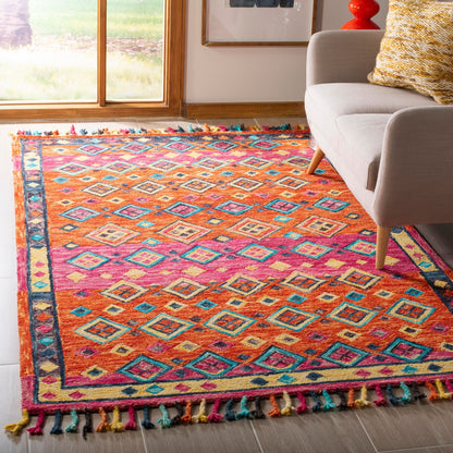 Tapis en laine éclectique orange/fuchsia Aspen Hysnie fait main SAFAVIEH