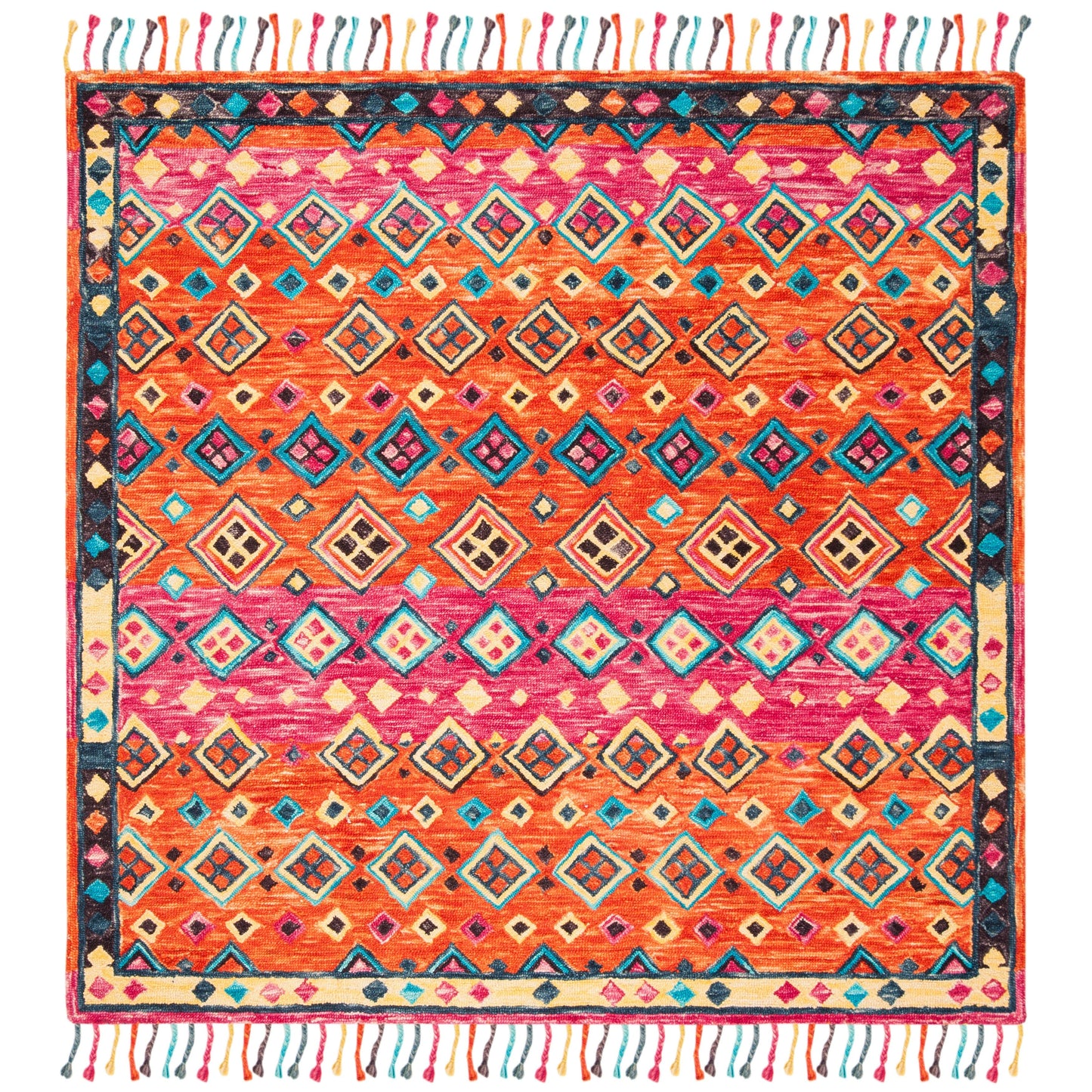 Tapis en laine éclectique orange/fuchsia Aspen Hysnie fait main SAFAVIEH