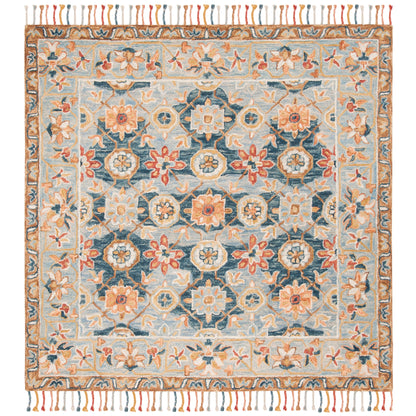Tapis en laine à pompons Boho Aspen Kimm fait main SAFAVIEH