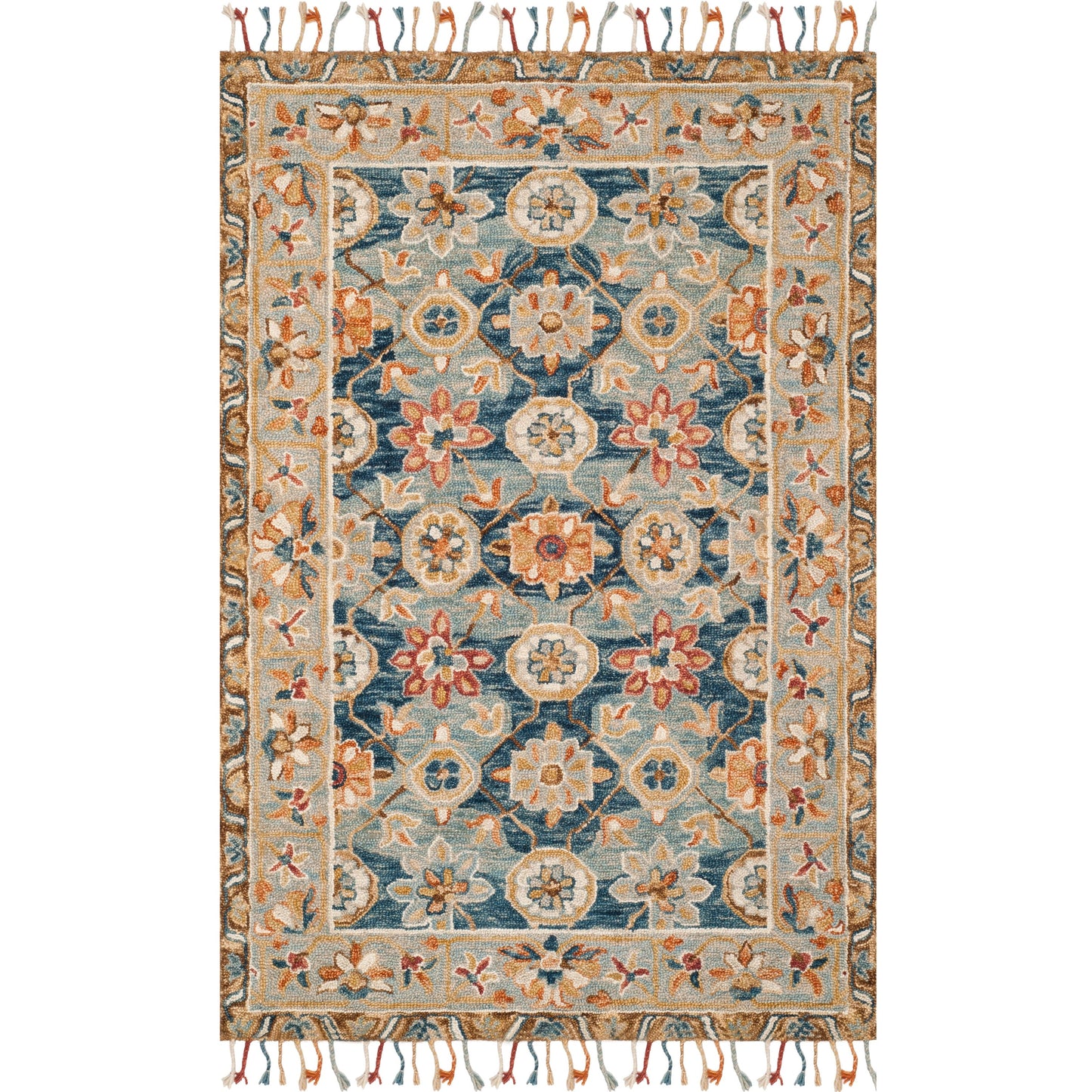 Tapis en laine à pompons Boho Aspen Kimm fait main SAFAVIEH