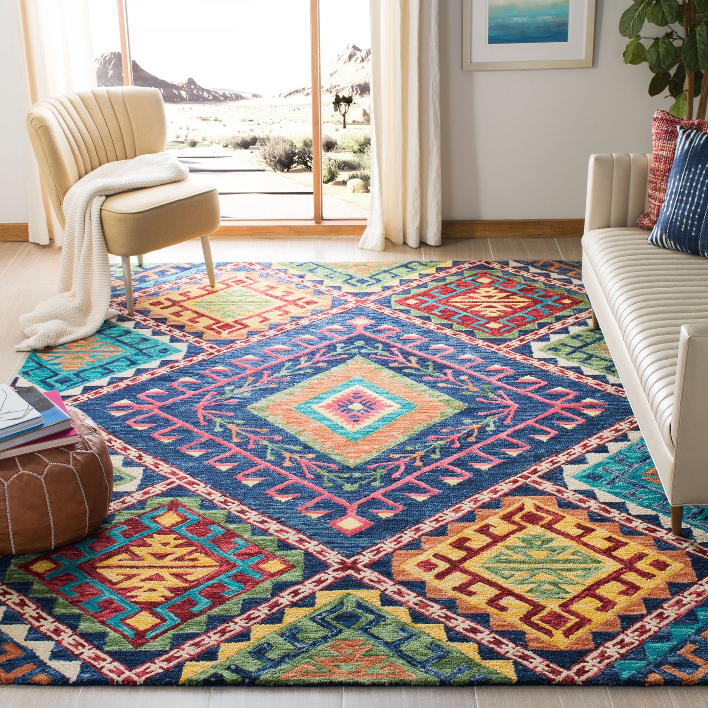 Tapis tribal bohème en laine Aspen Marisca fait main SAFAVIEH