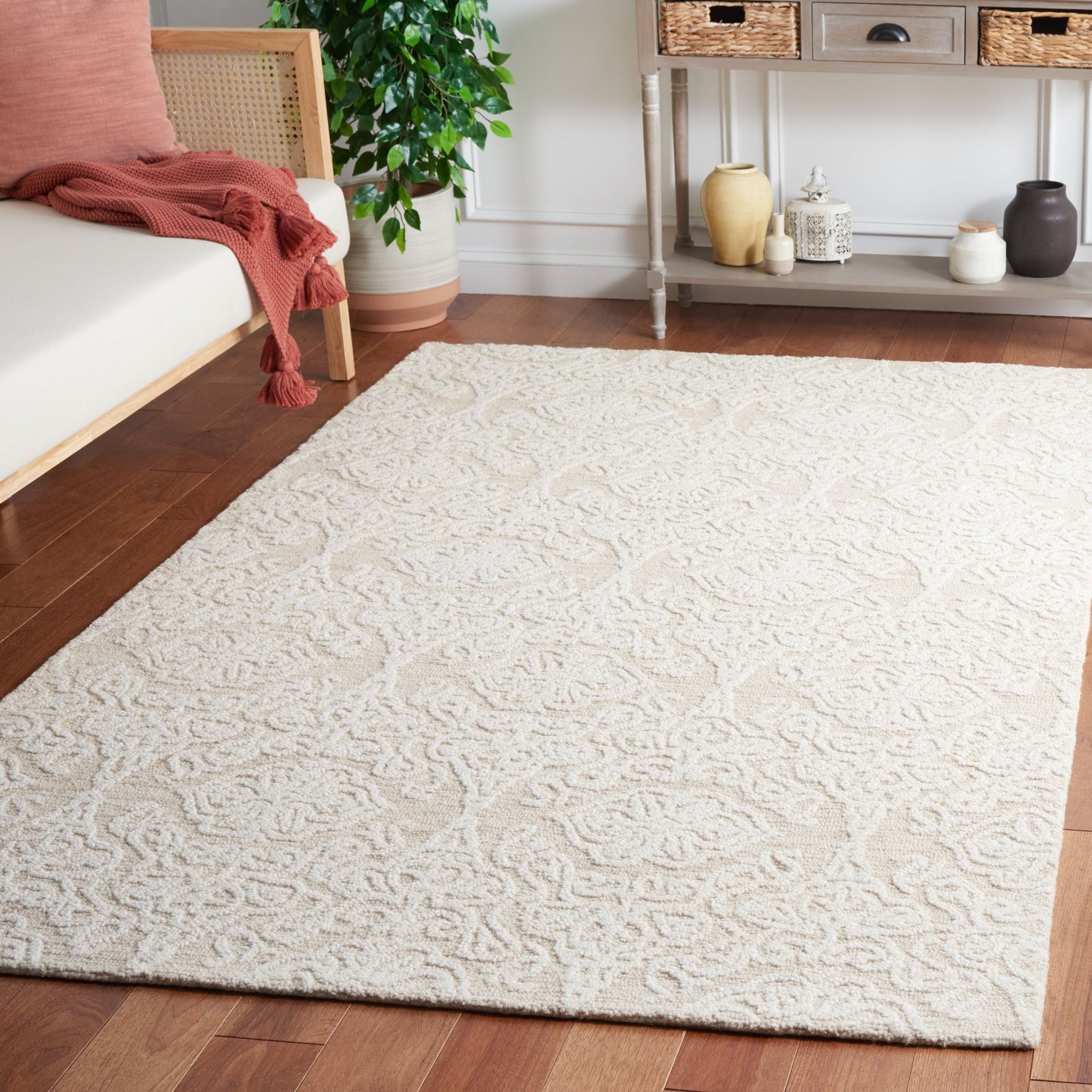 Tapis moderne en laine florale SAFAVIEH fait main Blossom Cateluta