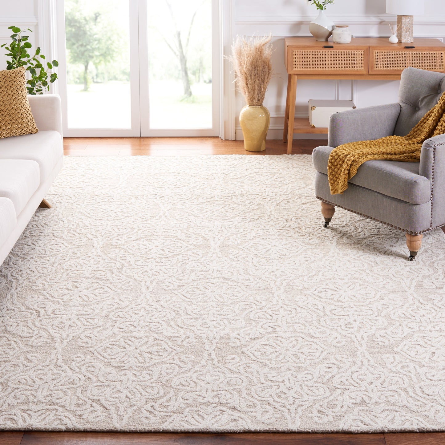 Tapis moderne en laine florale SAFAVIEH fait main Blossom Cateluta