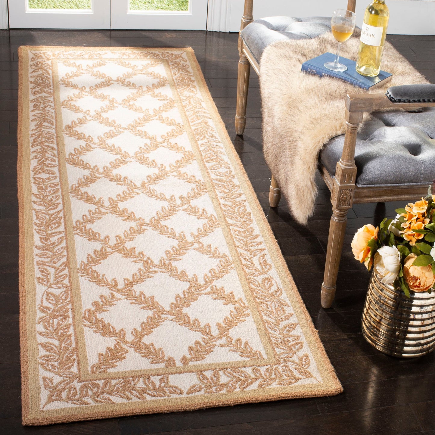 Tapis en laine fait main Chelsea Sunstripe Treillis de style campagnard français SAFAVIEH