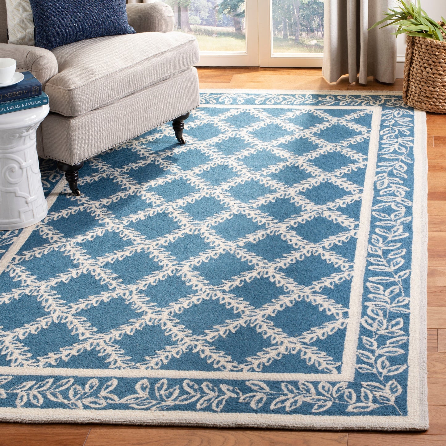 Tapis en laine fait main Chelsea Sunstripe Treillis de style campagnard français SAFAVIEH