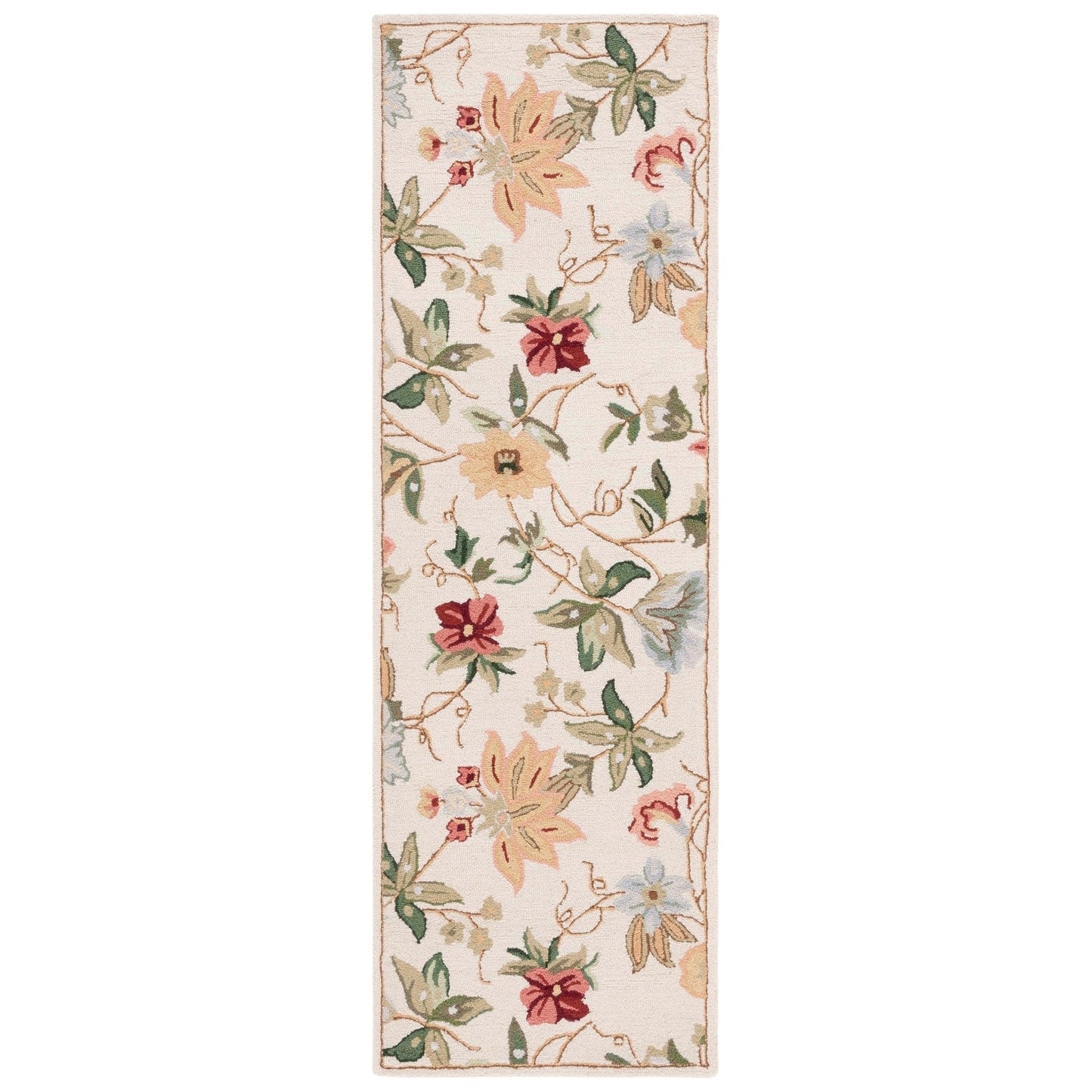 Tapis en laine floral Chelsea Yauhenia fait main SAFAVIEH de style campagnard français