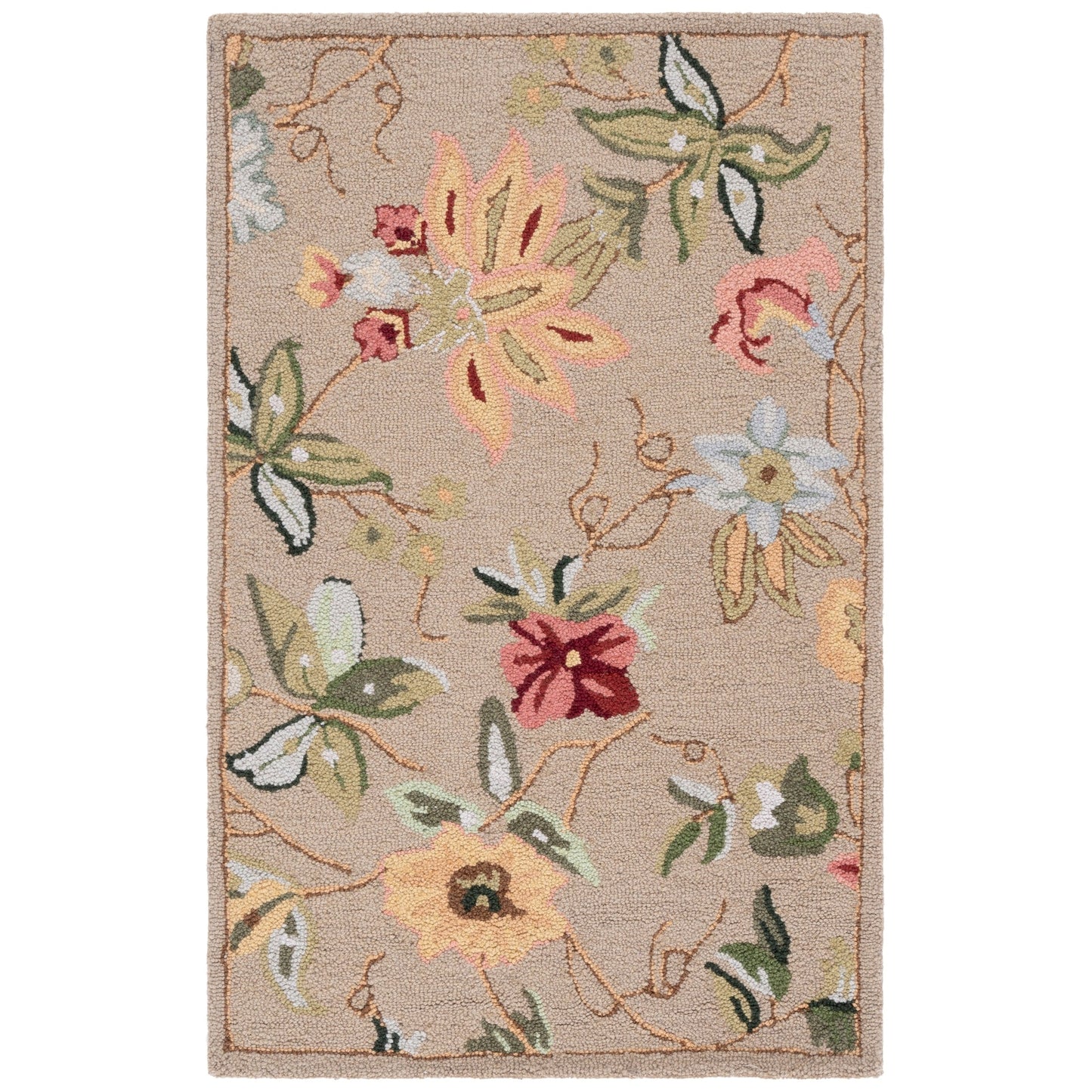 Tapis en laine floral Chelsea Yauhenia fait main SAFAVIEH de style campagnard français