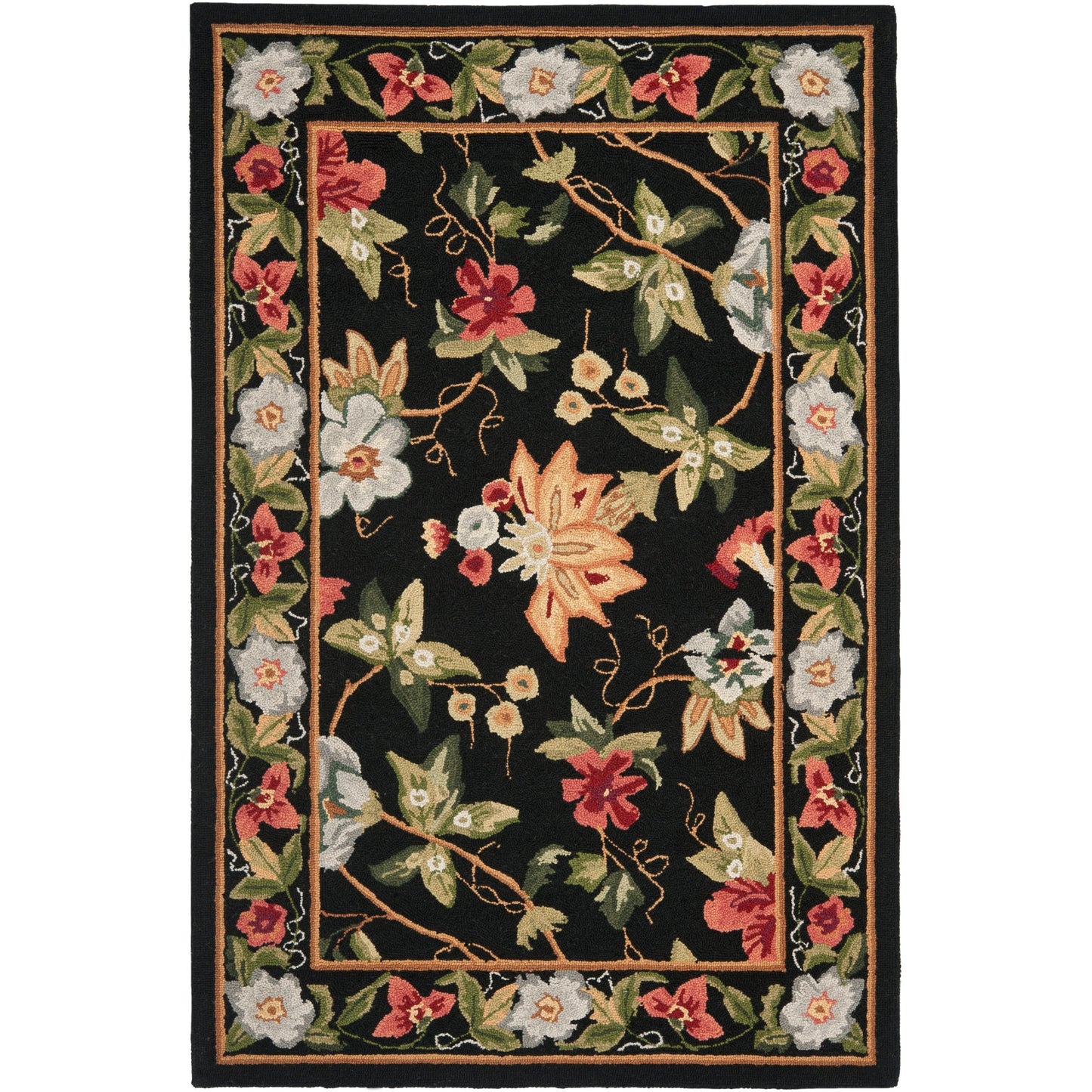 Tapis en laine floral Chelsea Yauhenia fait main SAFAVIEH de style campagnard français