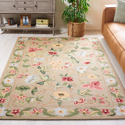 Tapis en laine floral Chelsea Yauhenia fait main SAFAVIEH de style campagnard français