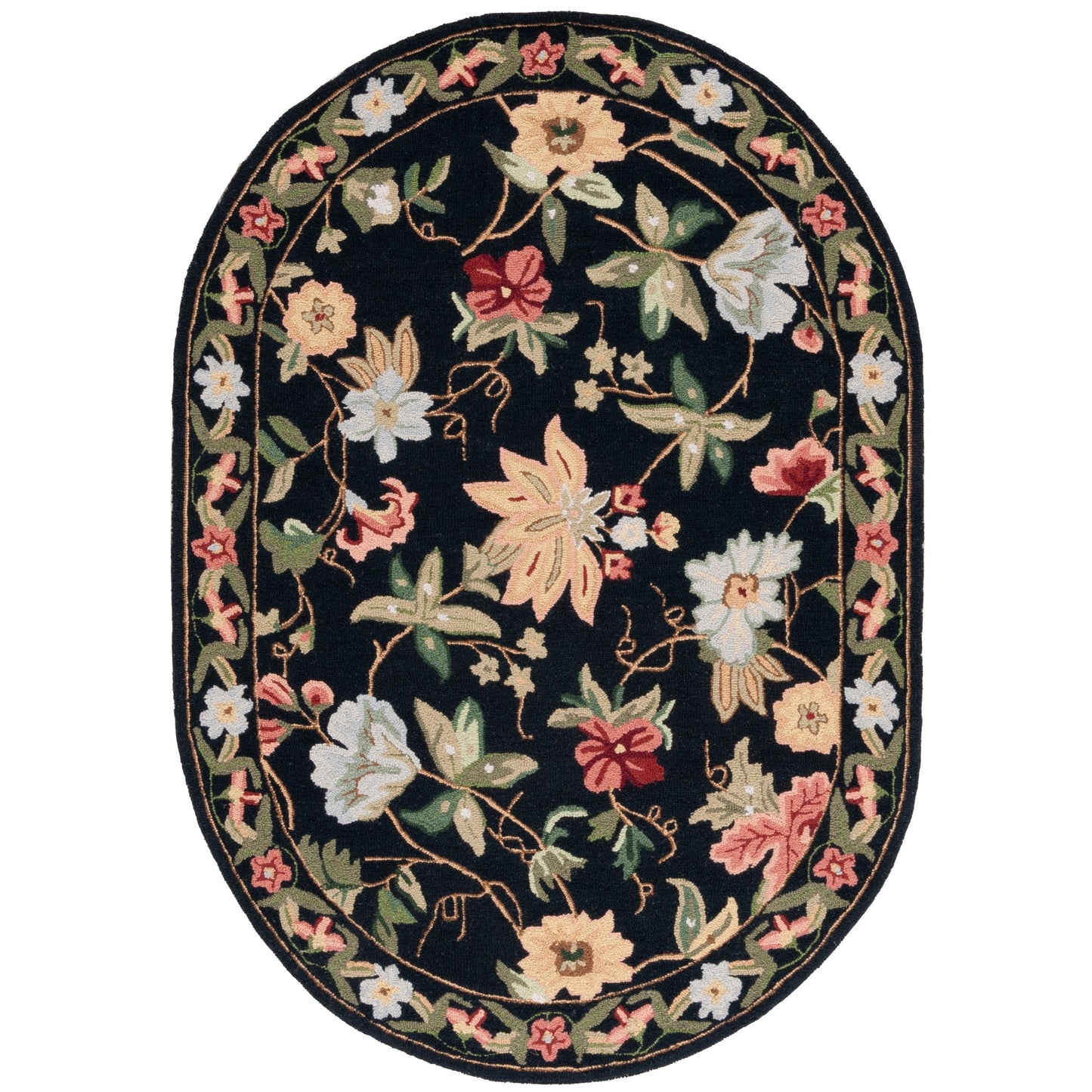 Tapis en laine floral Chelsea Yauhenia fait main SAFAVIEH de style campagnard français