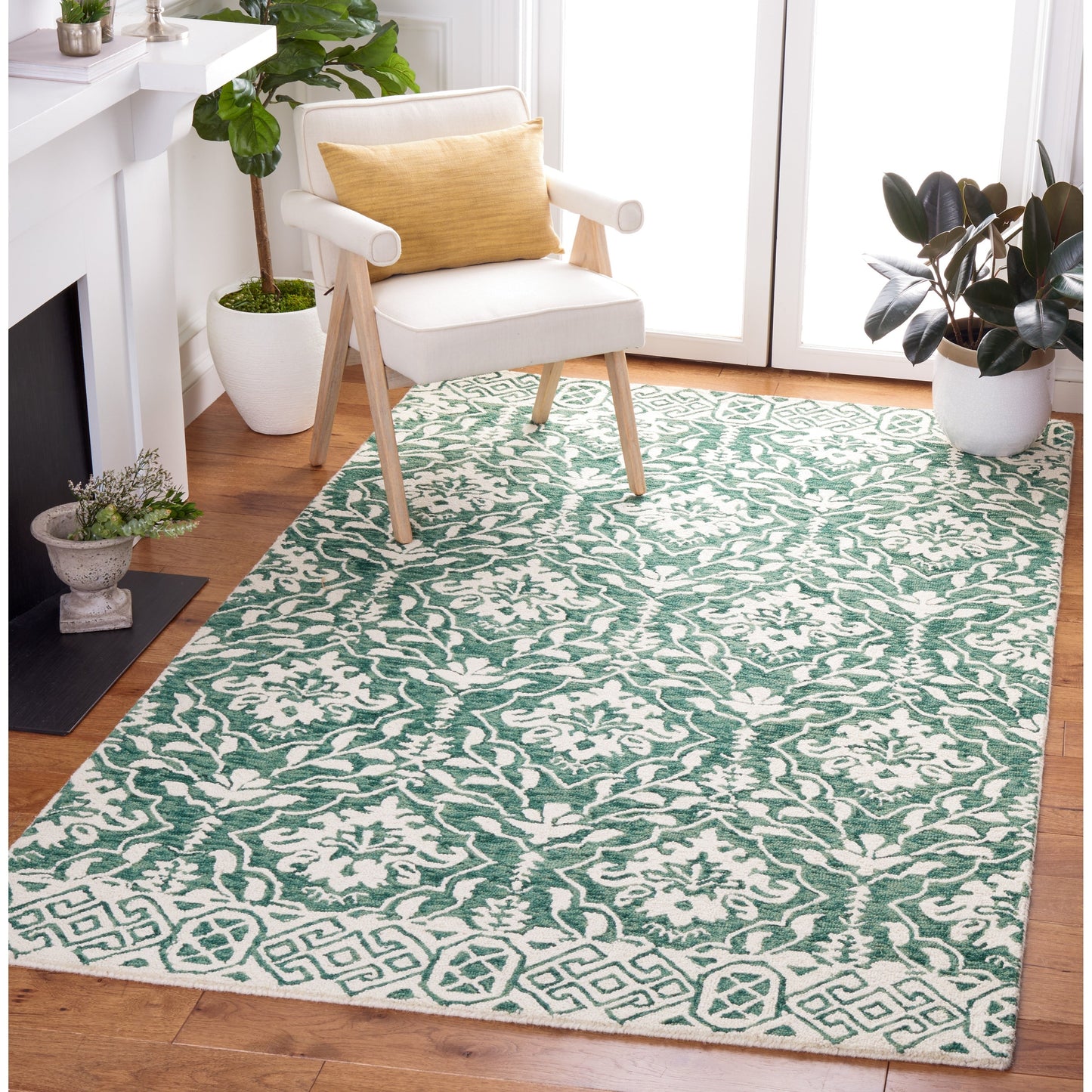 Tapis en laine florale Elvedina fait main SAFAVIEH, teint par immersion