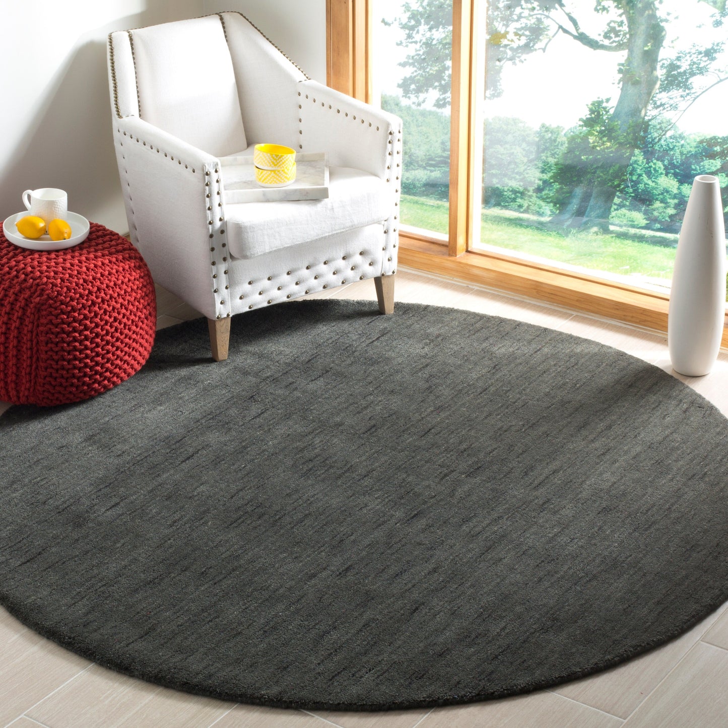 Tapis moderne en laine fait main SAFAVIEH avec bordure en palmier de l'Himalaya