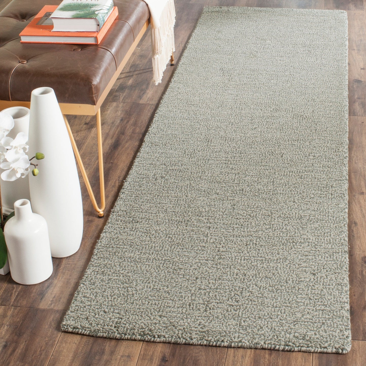 Tapis moderne en laine fait main SAFAVIEH avec bordure en palmier de l'Himalaya