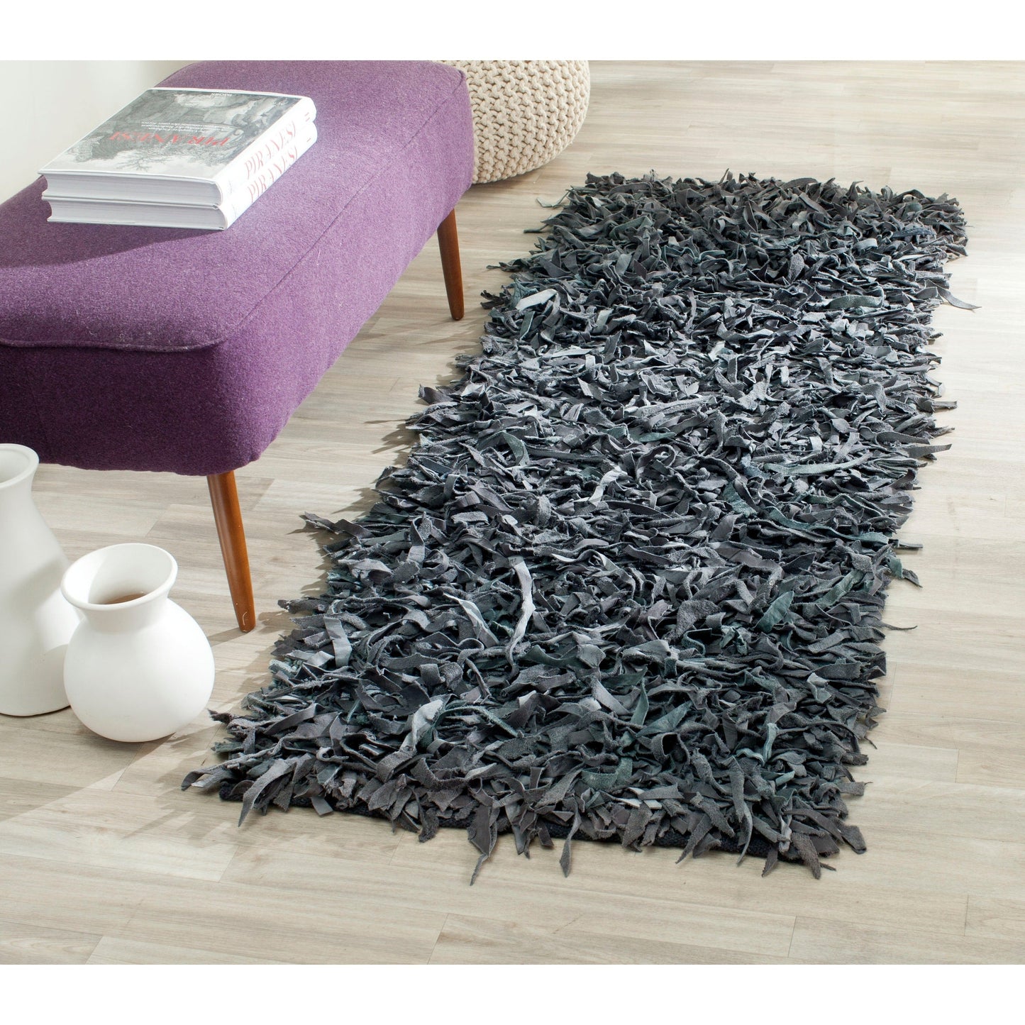 Tapis décoratif moderne en cuir fait main SAFAVIEH Shag Doinita