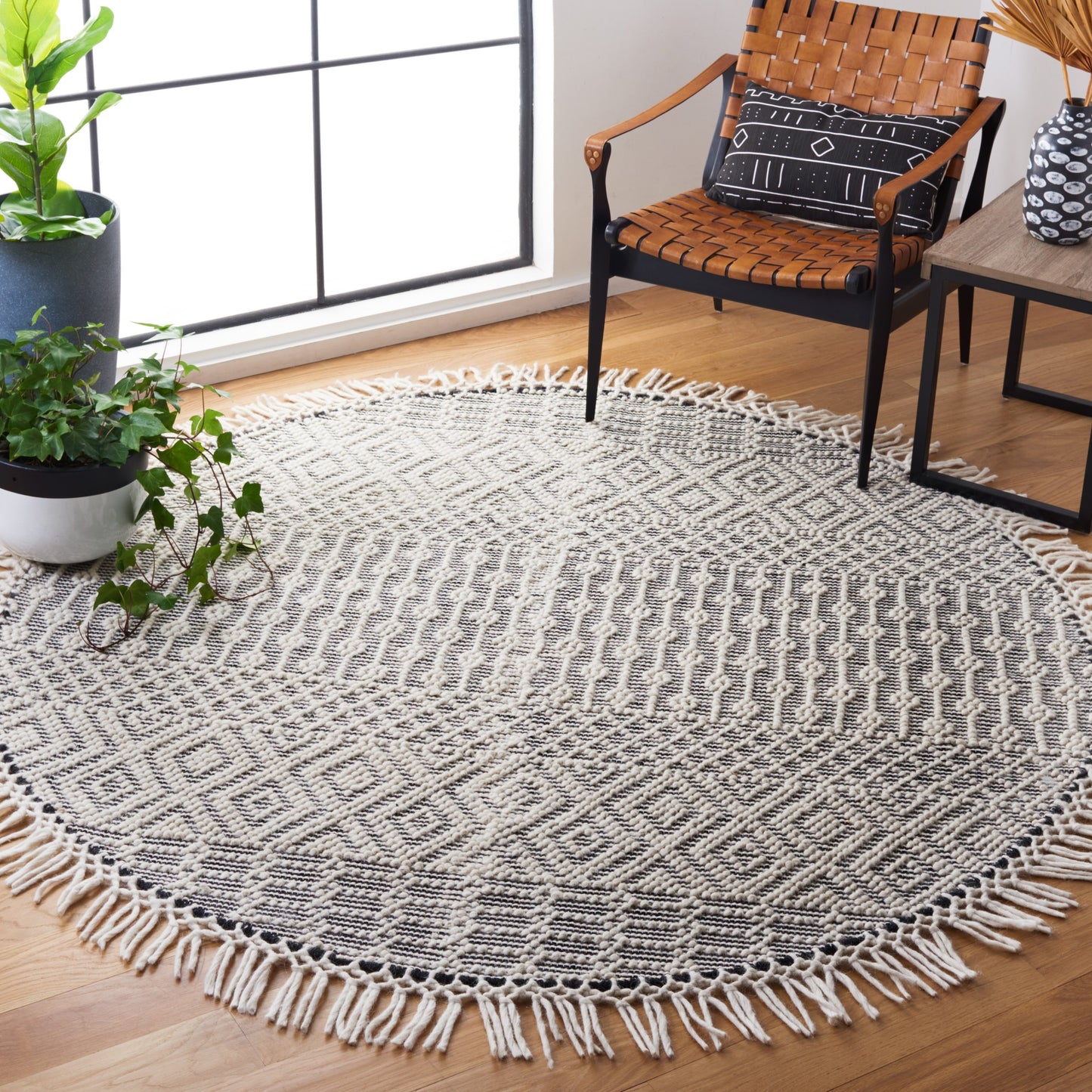 Tapis à franges en laine Natura Estel fait main SAFAVIEH
