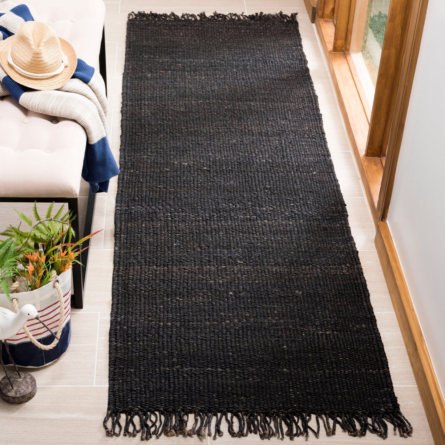 Tapis à franges en jute Eybjorg fait main en fibres naturelles SAFAVIEH