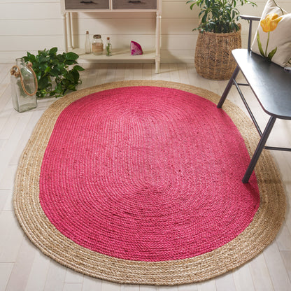 Tapis rond en jute fait main en fibres naturelles Jolette avec bordure SAFAVIEH