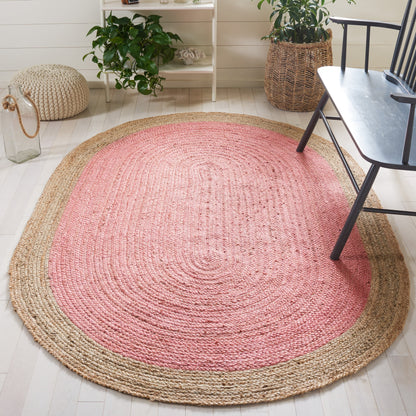 Tapis rond en jute fait main en fibres naturelles Jolette avec bordure SAFAVIEH