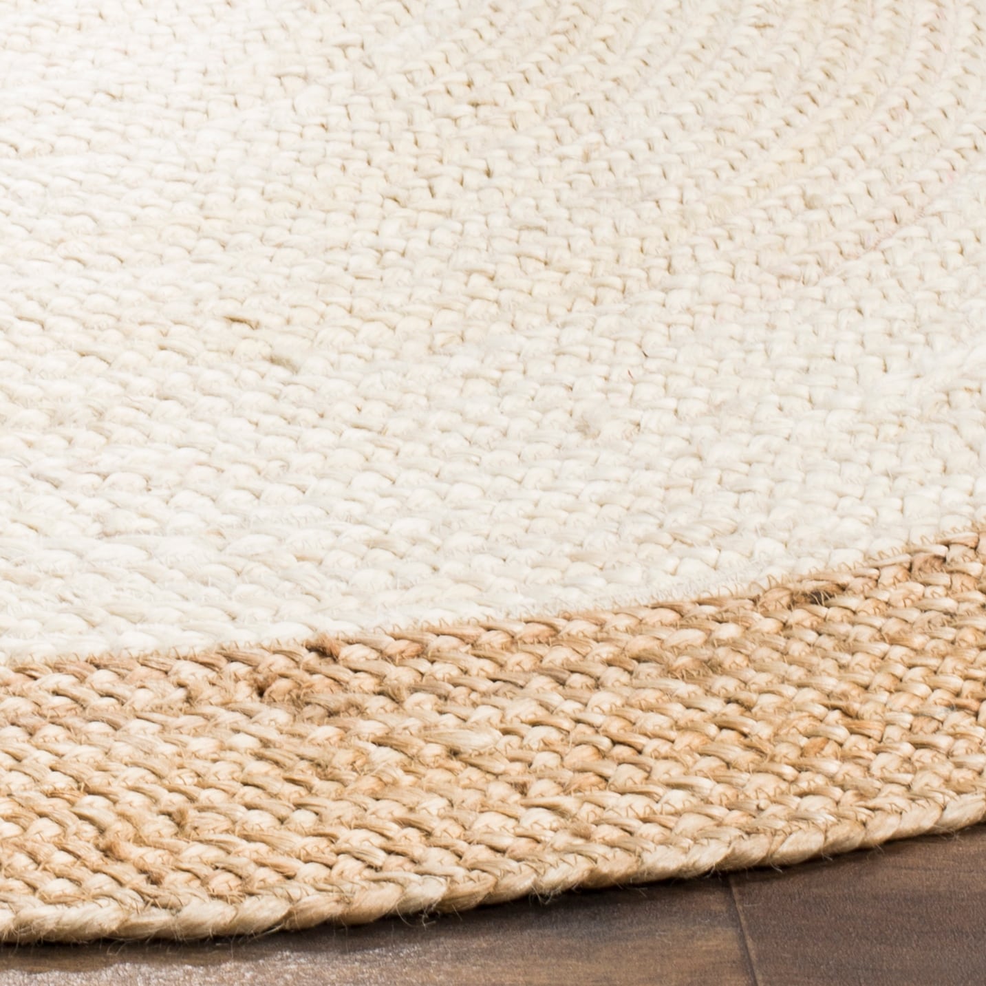 Tapis rond en jute fait main en fibres naturelles Jolette avec bordure SAFAVIEH