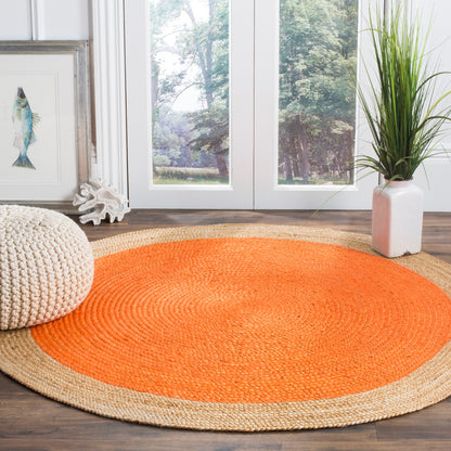 Tapis rond en jute fait main en fibres naturelles Jolette avec bordure SAFAVIEH