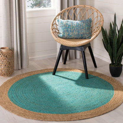 Tapis rond en jute fait main en fibres naturelles Jolette avec bordure SAFAVIEH