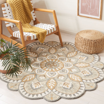 Tapis fantaisie en laine orné de fleurs Sheyla fait main SAFAVIEH