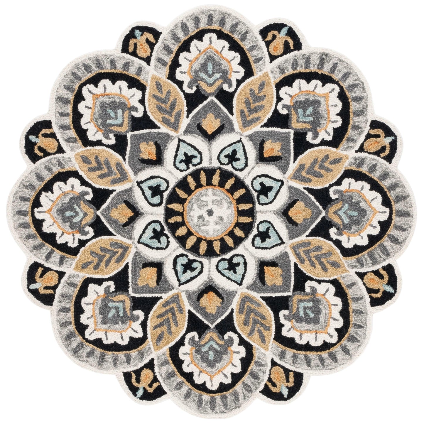 Tapis fantaisie en laine orné de fleurs Sheyla fait main SAFAVIEH