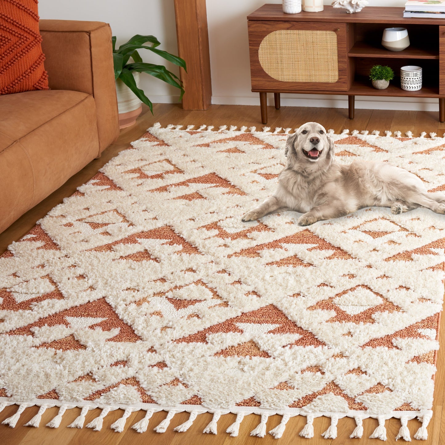 SAFAVIEH Moroccan Tassel Shag Delores 2-inch Thick Rug