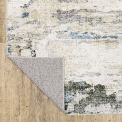 Vista Home Marissa Washable Abstract Grey/ Blue Indoor Area Rug