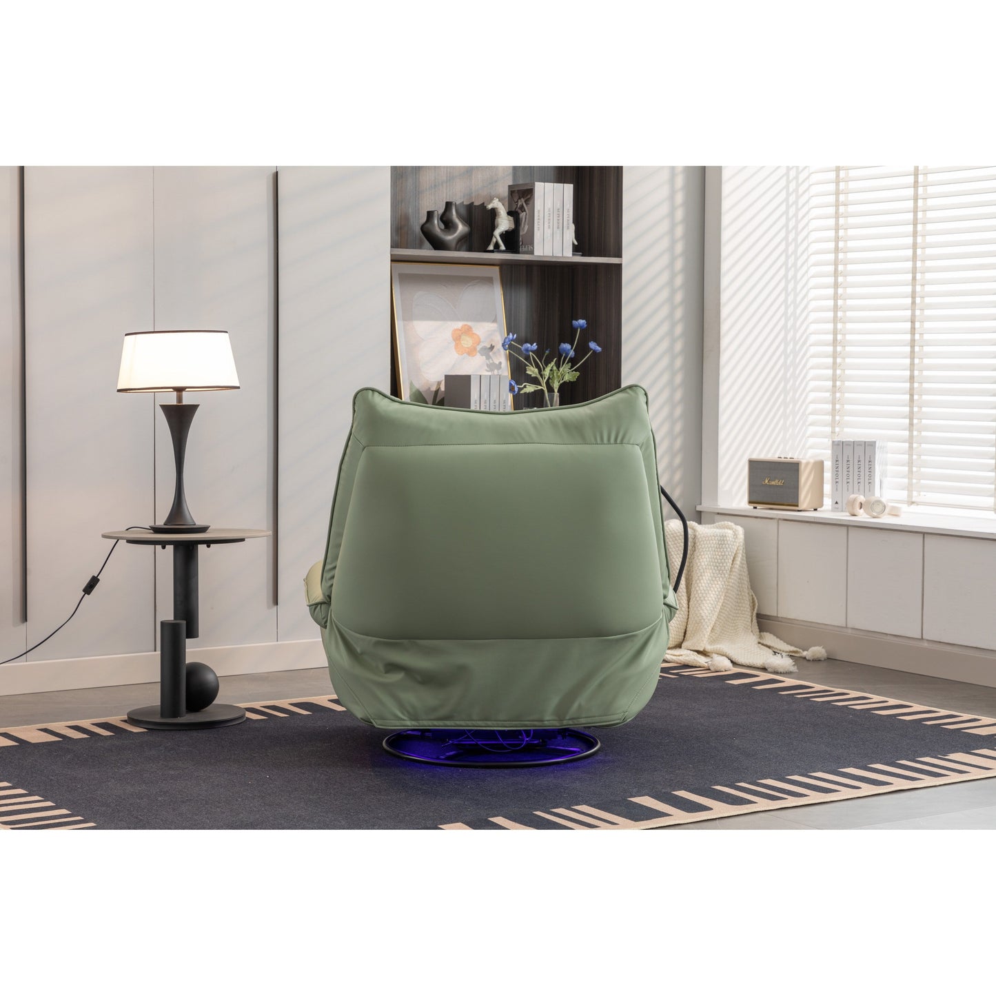 Swivel Glider Power Recliner with Bluetooth Speakers, Phone Holder, USB and Type-C Charging Ports, Hidden Arm Storage