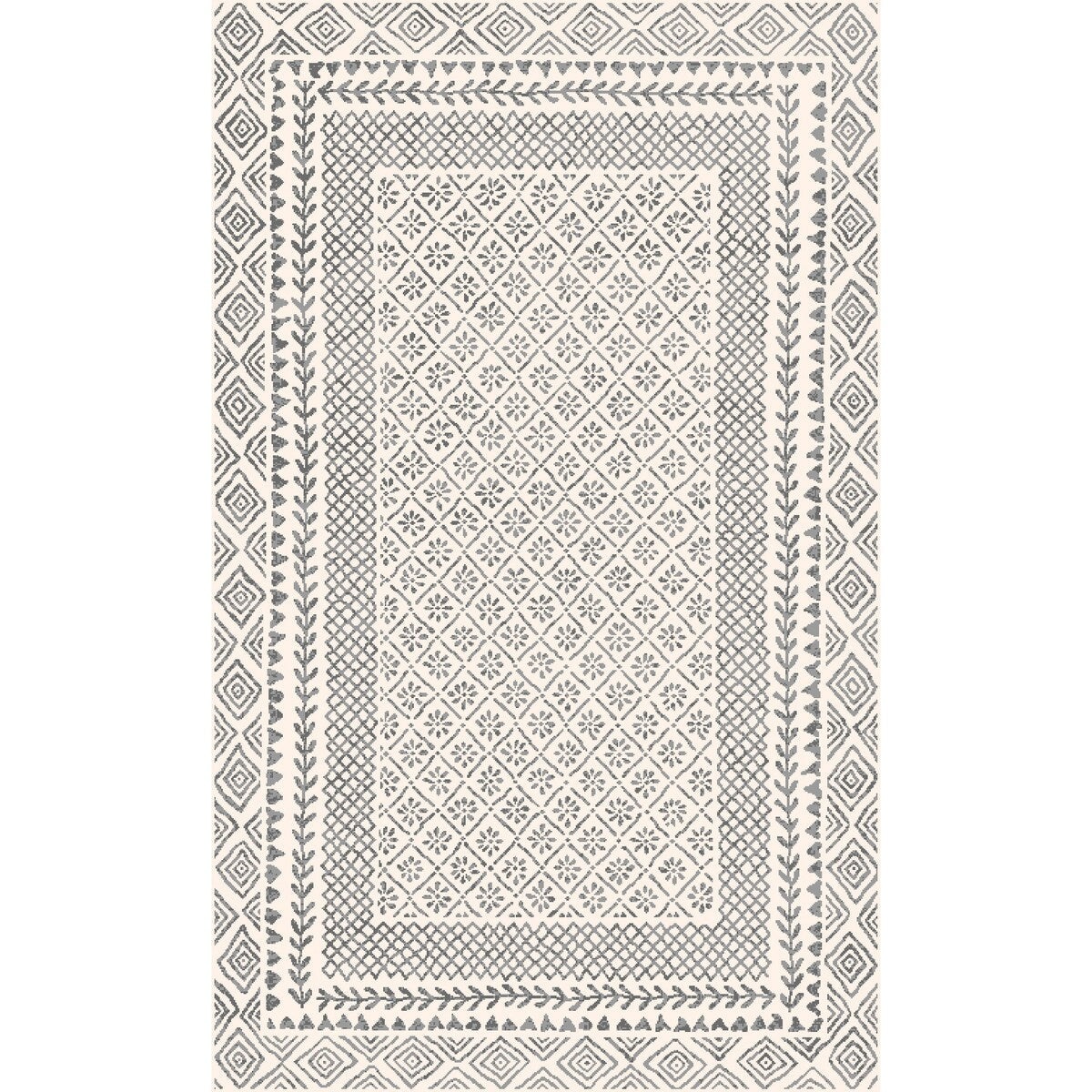 Tapis Livabliss Tiffany Grey à bordure bohème
