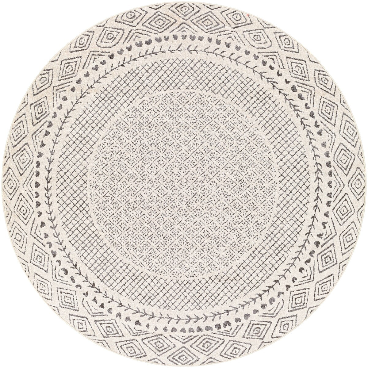 Tapis Livabliss Tiffany Grey à bordure bohème