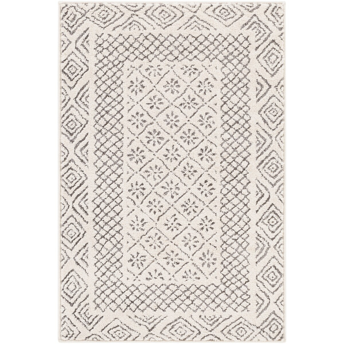 Tapis Livabliss Tiffany Grey à bordure bohème