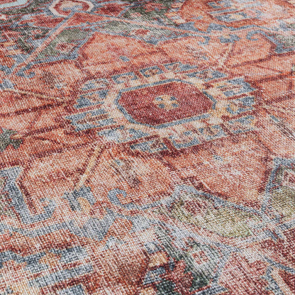 Traditional Distressed Machine Washable Area Rug