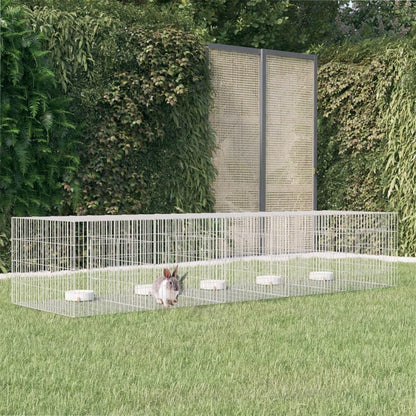 vidaXL 3-Panel Rabbit Cage Animal Hutch Playpen Enclosure Galvanized Iron